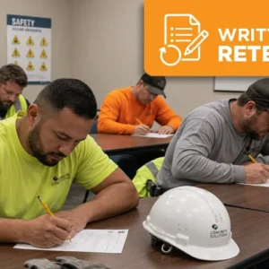 Concrete certification candidates completing a written retest during an ACI Carolinas certification session.